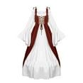 thumbnail image 3 of Medieval Renaissance Dress for Women Long Sleeve Lace Up Overdress with Underdress Historical Cosplay Costume, 3 of 7