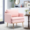 thumbnail image 3 of ARCTICSCORPION Mid-Century Chaise Lounge Arm Chair with Metal Rose Golden Legs, Modern Upholstered Arm Leisure Chair, Single Accent Sofa for Living Room Bedroom, Pink Teddy, 3 of 7