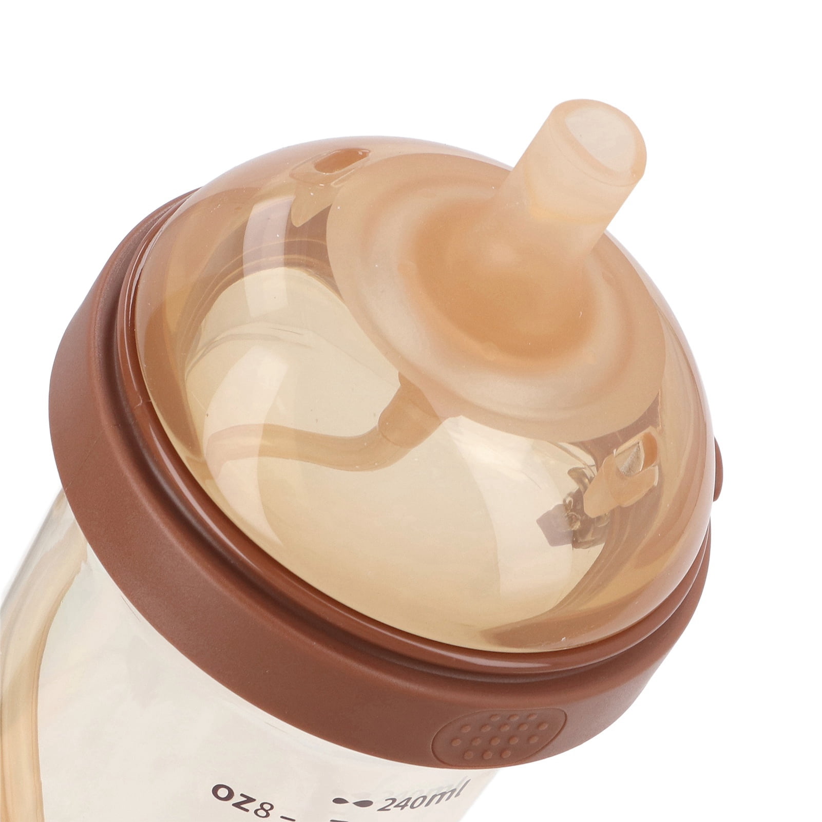 BIMZUC Silicone Weighted Straw Sippy Cup for Toddlers, Flip Top Wide Mouth Spill Proof Water Bottle, PPSU Brown, 8.12 oz / 240 ml, Prevent Choking, 12+ Months
