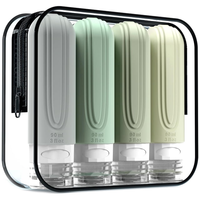 Botellas de viaje Mrsdry de silicona comprimibles de 90 ml (paquete de 4)