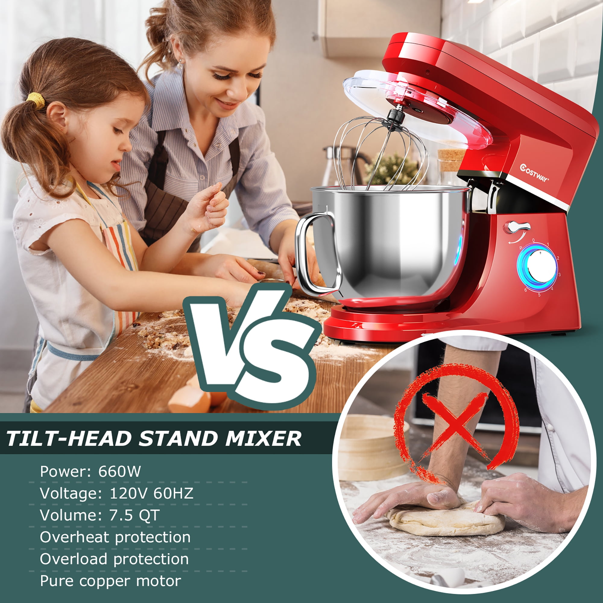 GZMR 7.5 Qt Tilt-Head Stand Mixer with Dough Hook 7.5-Quart 6