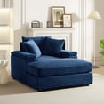 thumbnail image 2 of Muumblus Oversized Lounge Chair with Ottoman, Cloud Accent Reading Armchair for Living Room, Blue Chenille, 2 of 9