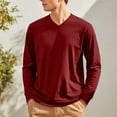 thumbnail image 6 of JGNGSHN Men Fall Shirts Long Sleeve V Neck Soft Breathable Solid Color Stretch T Shirt, 6 of 7