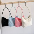 thumbnail image 5 of Women Underarm Bag Letters Embroidery Large Capacity Button Closure Soft Nylon Shoulder Bag Black Free Size, 5 of 7