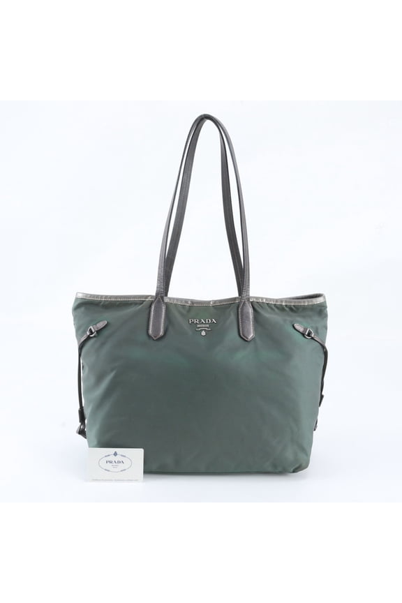 Pre-Owned Prada Tessuto Nylon Triangle Logo Tote Bag (BR4001) with Guarantee Card - Women's...