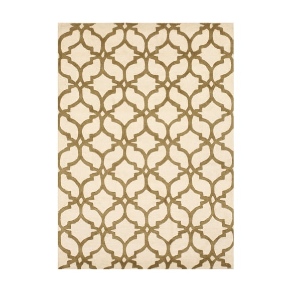 EORC Ivory Hand-Tufted WOOL Contemporary Marla Rug, 7'6 x 9'6-Color:Ivory,Material:Wool