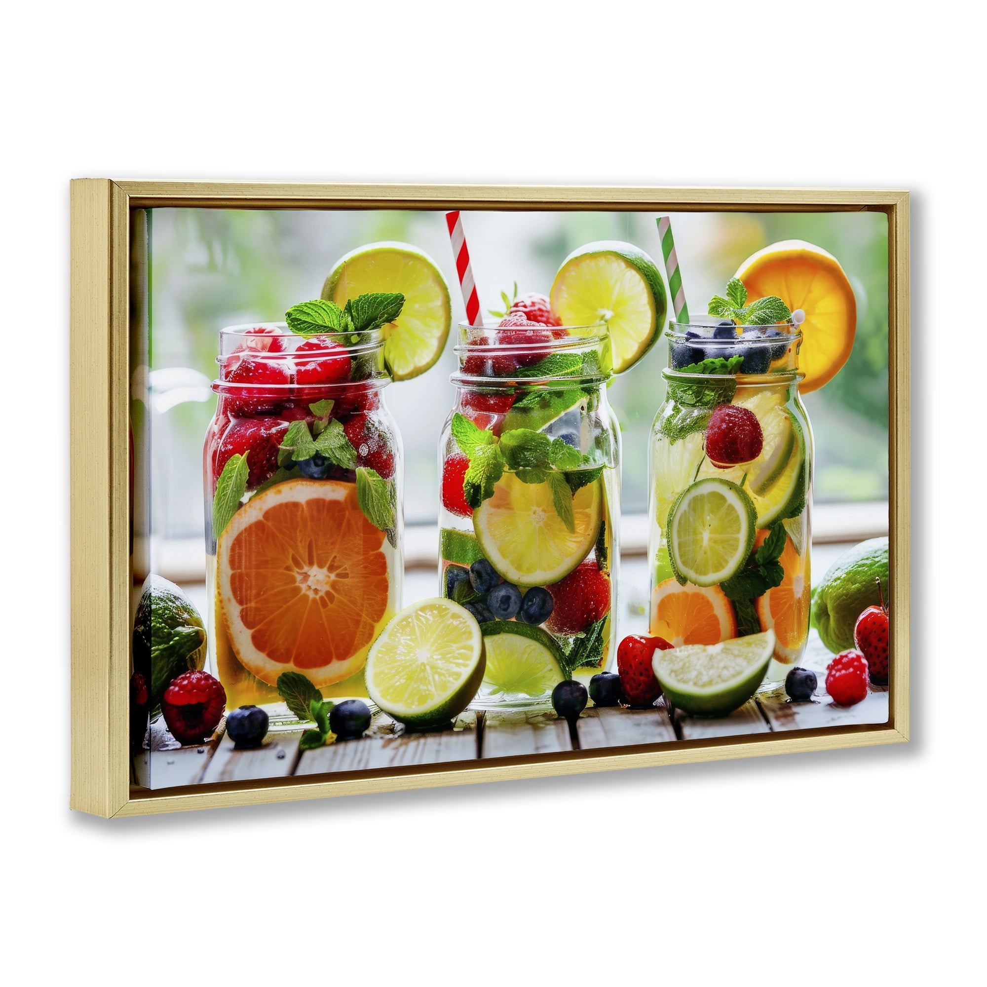 Stupell Industries Vibrant Citrus & Berry Infusion Gold Framed Floater Canvas Wall Art, design by Lazar Studio