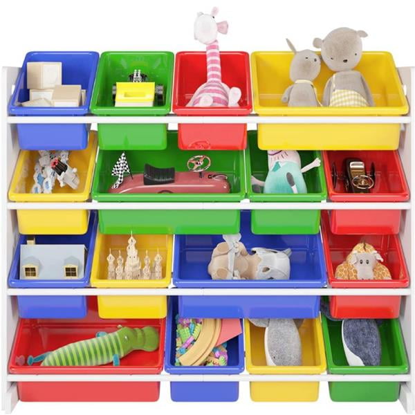 Kids Toy Organizer Wood Frame Shelf Rack  Storage Bin Box Bedroom Playroom 