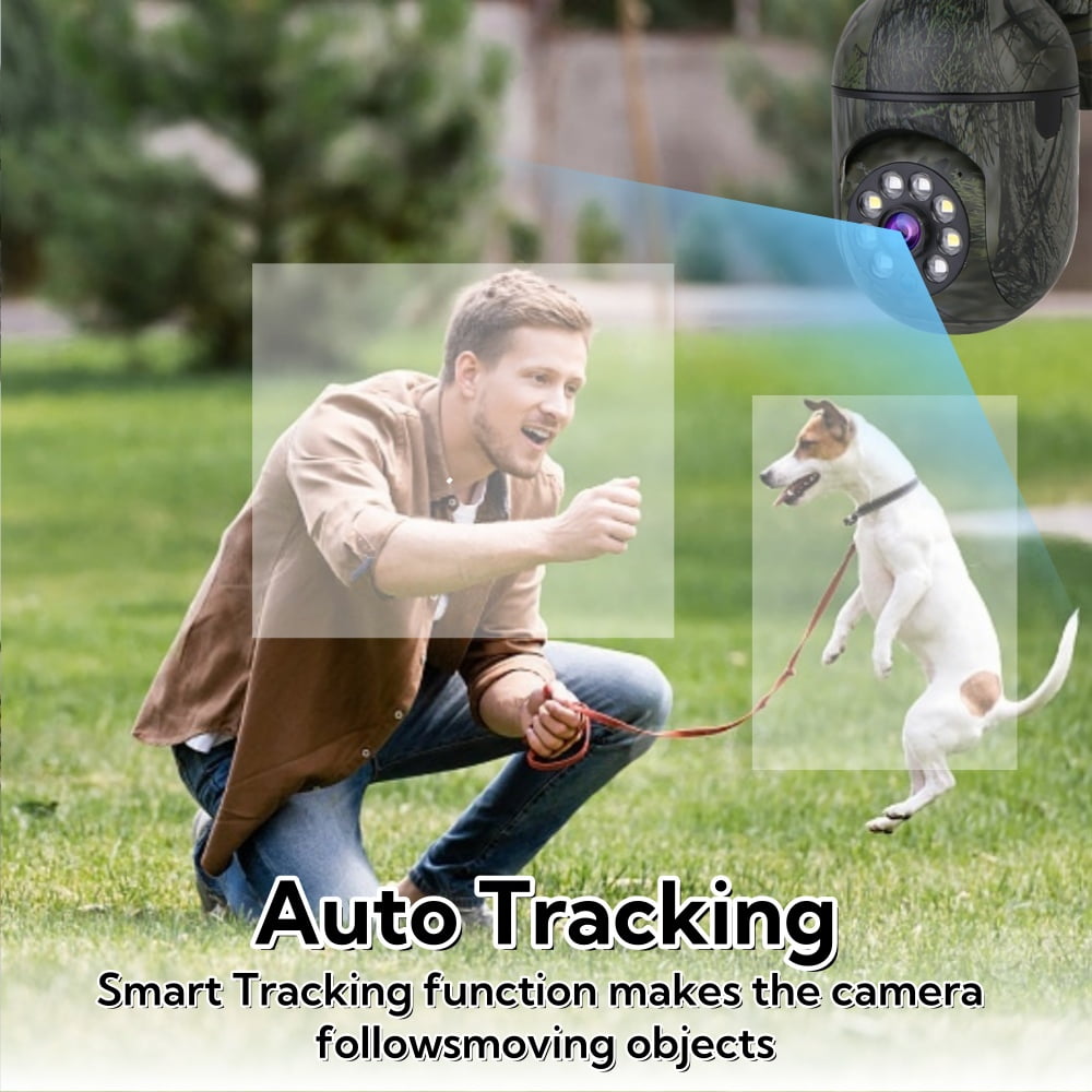 Outdoor Camouflage PTZ Security Camera, 1080P Full-Color Night Vision, Dual Antenna 2.4G WiFi, Motion Detection, Two-Way Audio, Waterproof Surveillance Camera.