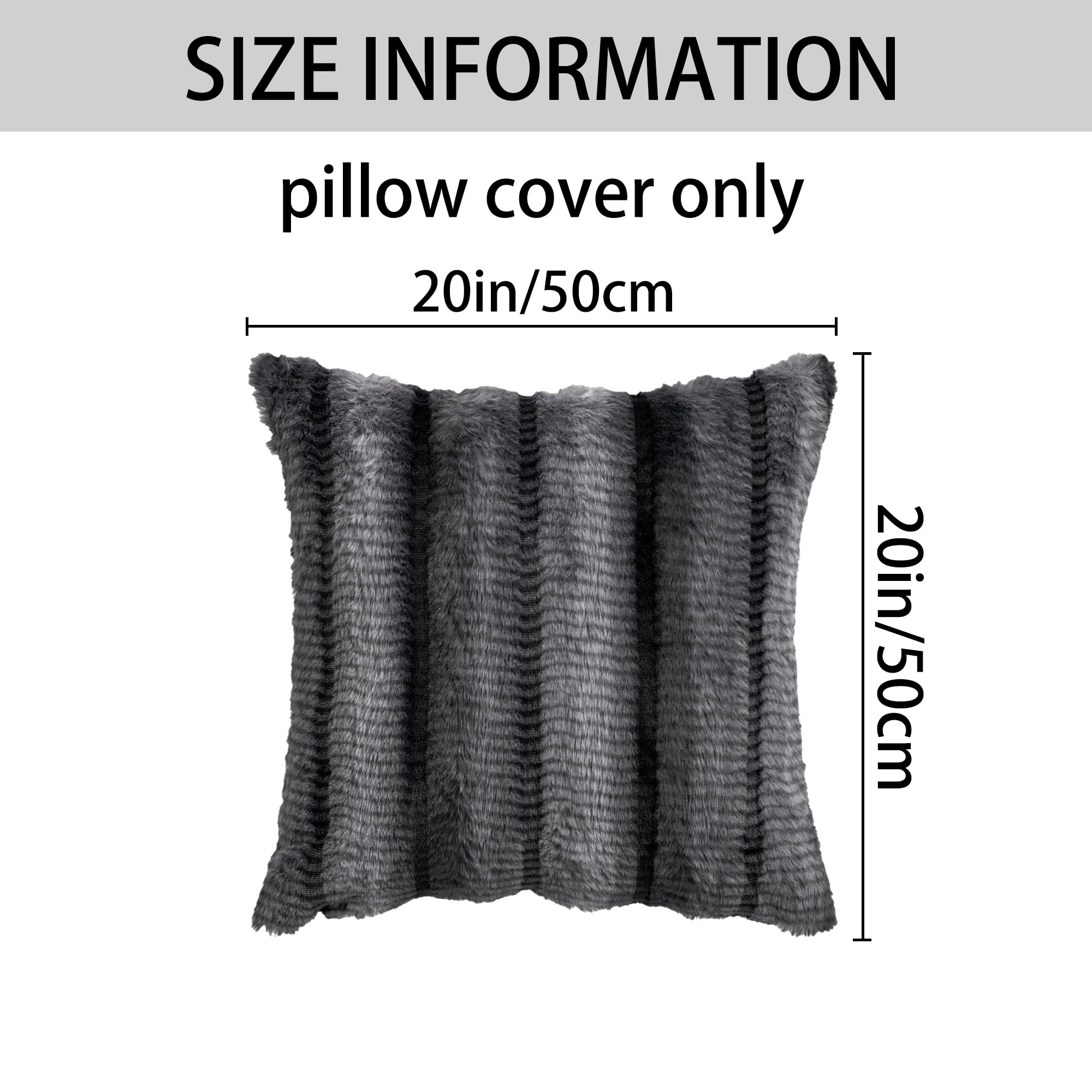 Unique Bargains Pack of 2 Plush Striped Pillow Covers 20" x 20" Grey