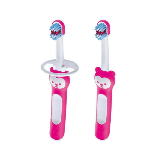 MAM Brosse à Dents pour Bébé, Brosse pour Bébé, Fille, 6+ Mois, 2 Brosses
