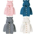 thumbnail image 4 of Bagilaanoe Newborn Baby Girl Boy Knit Cardigan Long Sleeve Hooded Sweater Knitwear Coat 3M 6M 12M 18M 24M Infant Fall Casual Tops Outwear, 4 of 5