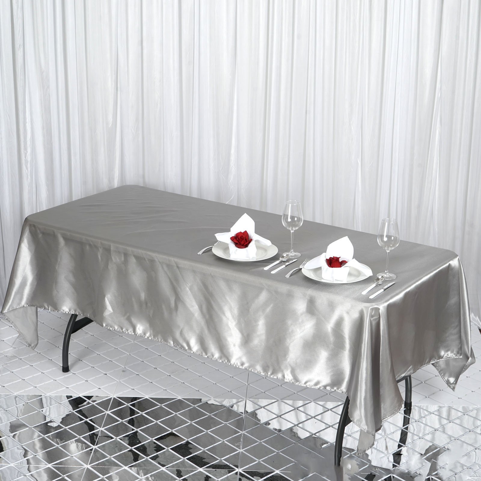 Efavormart 60x102" Rectangle Satin Tablecloth Wholesale Banquet Table
