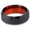 thumbnail image 2 of Wedding Rings For Men & Women 8mm Black Tungsten Wedding Band w/ Red Inside, 2 of 4
