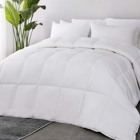 Bedsure 100% Cotton Quilted Down Alternative White Comforter Queen with Corner Tab Lightweight Soft Duvet Insert All