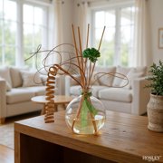 Hosley Home Fragrance Collection Floral Modern Elegance Glass Oil Diffuser with Reeds, Clear, 4 Count, 4 Pack