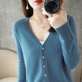 thumbnail image 3 of 2024 Spring And Autumn Sweater New Women's V-neck Cardigan Solid Color Long Sleeve Women's Clothing Cardigan ZD035, 3 of 5