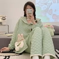 thumbnail image 3 of Conjunto de pijama de dos piezas de algodón para madre, ropa de maternidad para amamantar, cómoda, gruesa, para Otoño e Invierno, 3 of 5