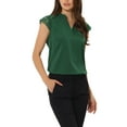 thumbnail image 4 of INSPIRE CHIC Blouse Basique Sans Manches à Col en V pour Femmes, Verte, 4 of 6
