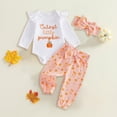 thumbnail image 2 of Infant Baby Girls Romper Letter Embroidered Long Sleeved Top and Pants Set 0 3 6 12 18 24 Months Baby Orange,0-3 Months, 2 of 4