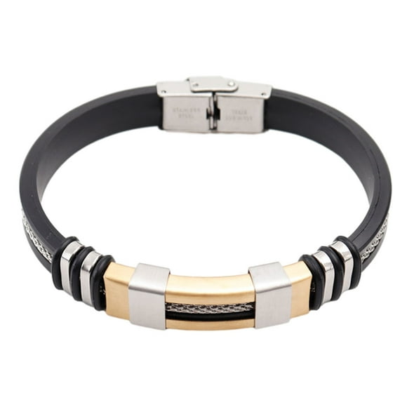 keepw Fashionable Men S Steel Wristband Exquisite Craft And Classic No Burr Bracelet Work Bangle D31 gold 1Set