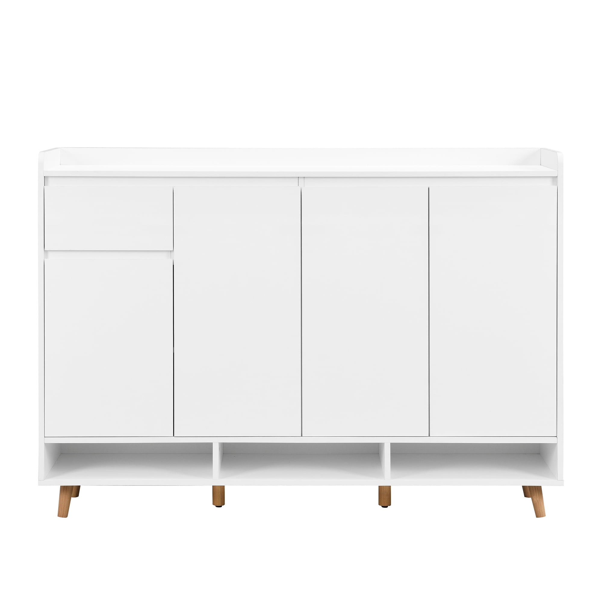 Aukfa Shoe Cabinet, Freestanding Shoes Organizer Cabinet with Adjustable Shelves for Entryway, White