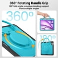 thumbnail image 5 of FJLBDE Case for iPad Air 13 Inch M3 2025/M2 2024 12.9 inch (3rd/4th Gen) with 360 Rotating Stand, Shoulder Strap, Heavy Duty Shockproof Cover, Sky Blue, 5 of 7