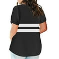 thumbnail image 4 of Lenpel Plus Size Tops for Women Fashion Summer Short Sleeve V Neck Striped Color Block T Shirts Casual Tunic Tees, 4 of 6