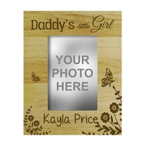 Engraved Wood Personalized Daddy's Little Girl Picture Frame With Name Gift-4 x 6 Inches Horizontal - Customizable Quote