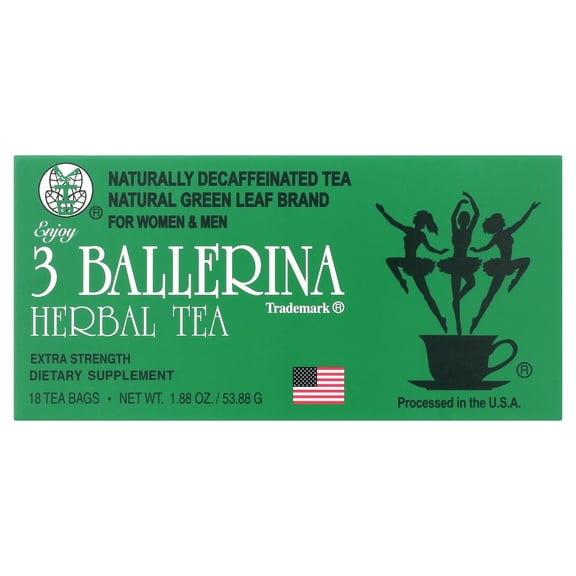 3 Ballerina Herbal Tea Men And Women Dieters' Drink Extra Strength Original Flavor 18 Tea Bags (1 PK)