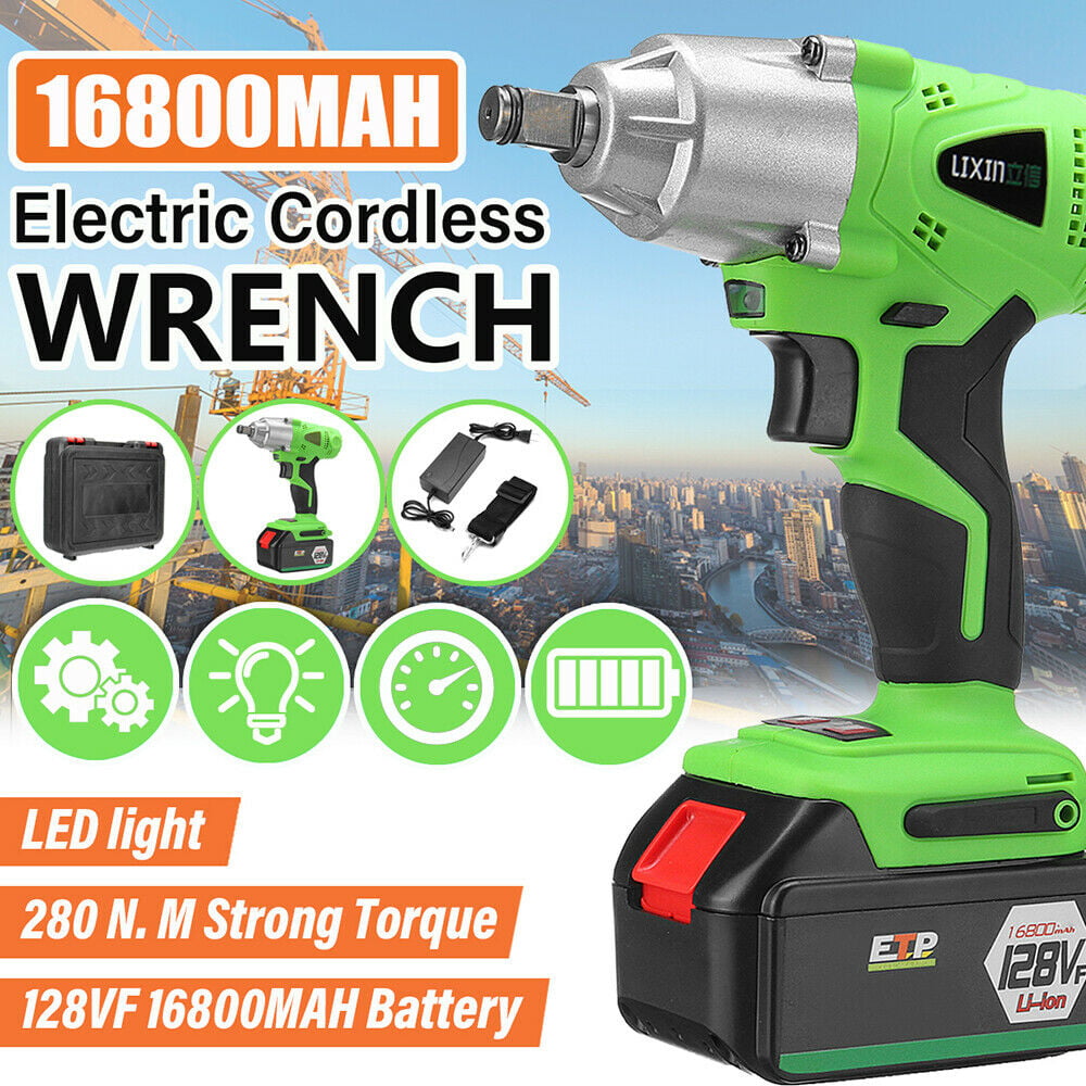 Cordless Electric Impact Wrench Cordless Drill Rattle Nut Gun Li-ion Battery 