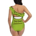 thumbnail image 5 of Easygdp Fresh Sushi Women's One Shoulder Ruffle Monokini Bathing Suits with Removable Chest Pad, Quick Drying - Medium, 5 of 8