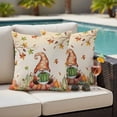 thumbnail image 4 of Thanksgiving Gnomes Outdoor Waterproof Pillow Covers, Fall Maple Leaf Green Pumpkin Decorative Square Throw Pillowcase Sofa Cushion Sham for Patio/Couch/Chair, 16"x16" 2 Pack, 4 of 8