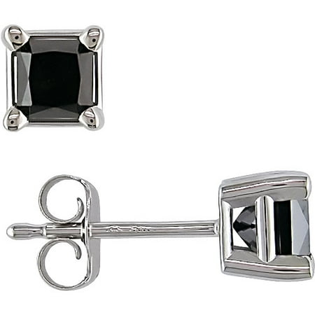 1 2 Carat T W Princess Cut Black Diamond Earrings In 14kt White 1 2 Carat T W Princess Cut Black Diamond Earrings In 14kt White Gold