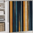 thumbnail image 5 of 4 Piece Shower Curtain Sets Non-Slip Rugs And Toilet Mat Lid Rug Accessories Orange And Blue Stripe Waterproof Fabric Bath Curtain Colorful Abstract Modern for Bathtub Decor, 5 of 8