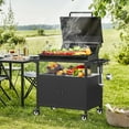 thumbnail image 4 of Outdoor Kitchen Table with Storage Cabinet, Grill Table for Kitchen Prep and BBQ, Kitchen Island Rolling Grill Cartwith 4 Utensil Hooks, 4 of 7