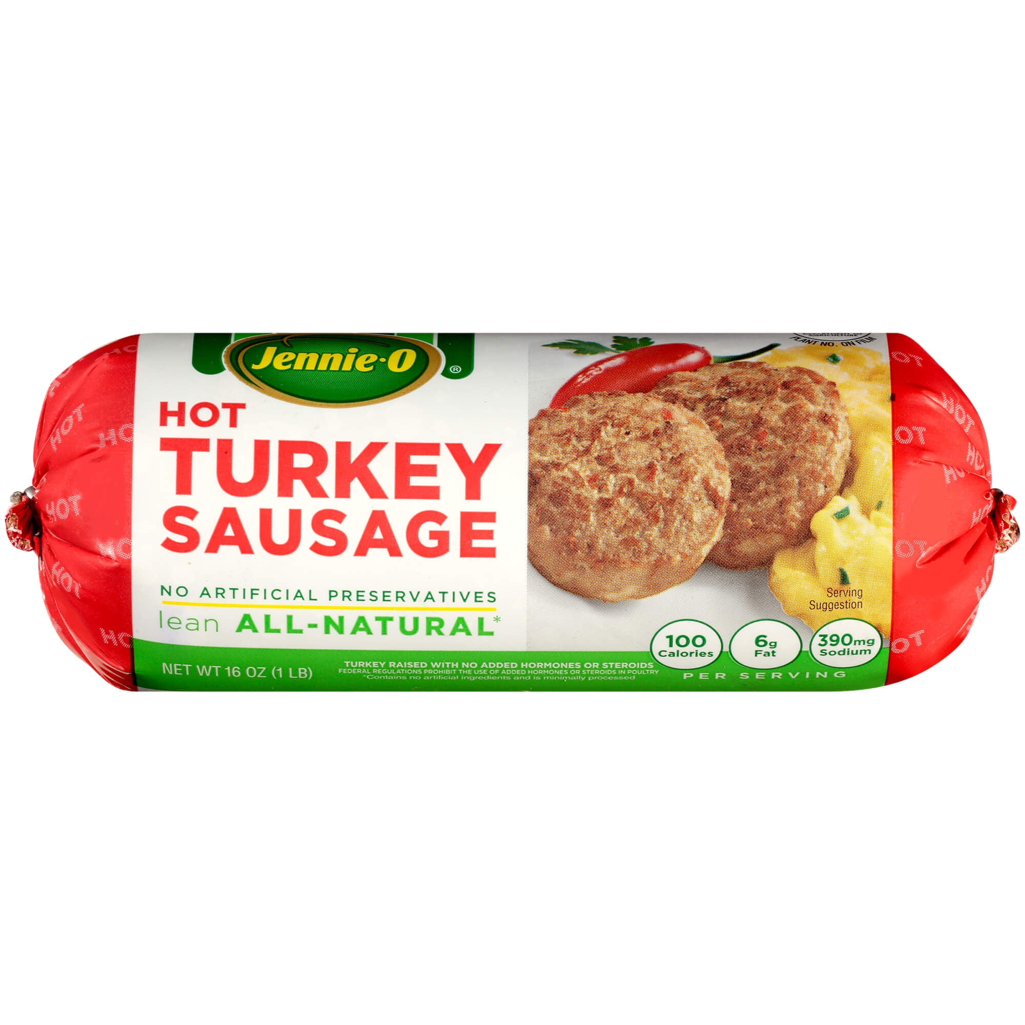 JennieO Hot All Natural Turkey Sausage, 16 Oz.