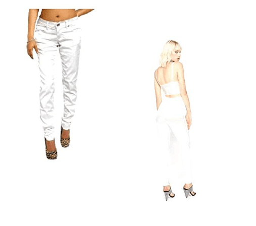 white satin skinny pants