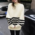 thumbnail image 2 of Sweater for Women, Turtleneck Sweaters for Women, Striped Long Tunic Pullover, Loose Knit Casual for Fall Winter, 2 of 5