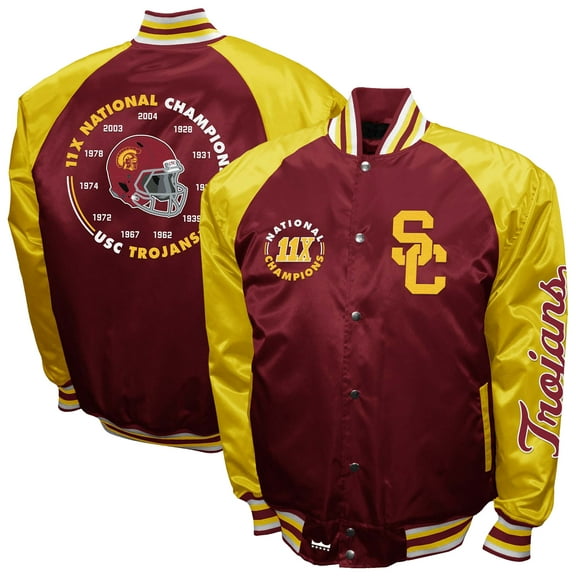 Men's-Franchise Club Cardinal USC Trojans Satin Full-Snap Jacket