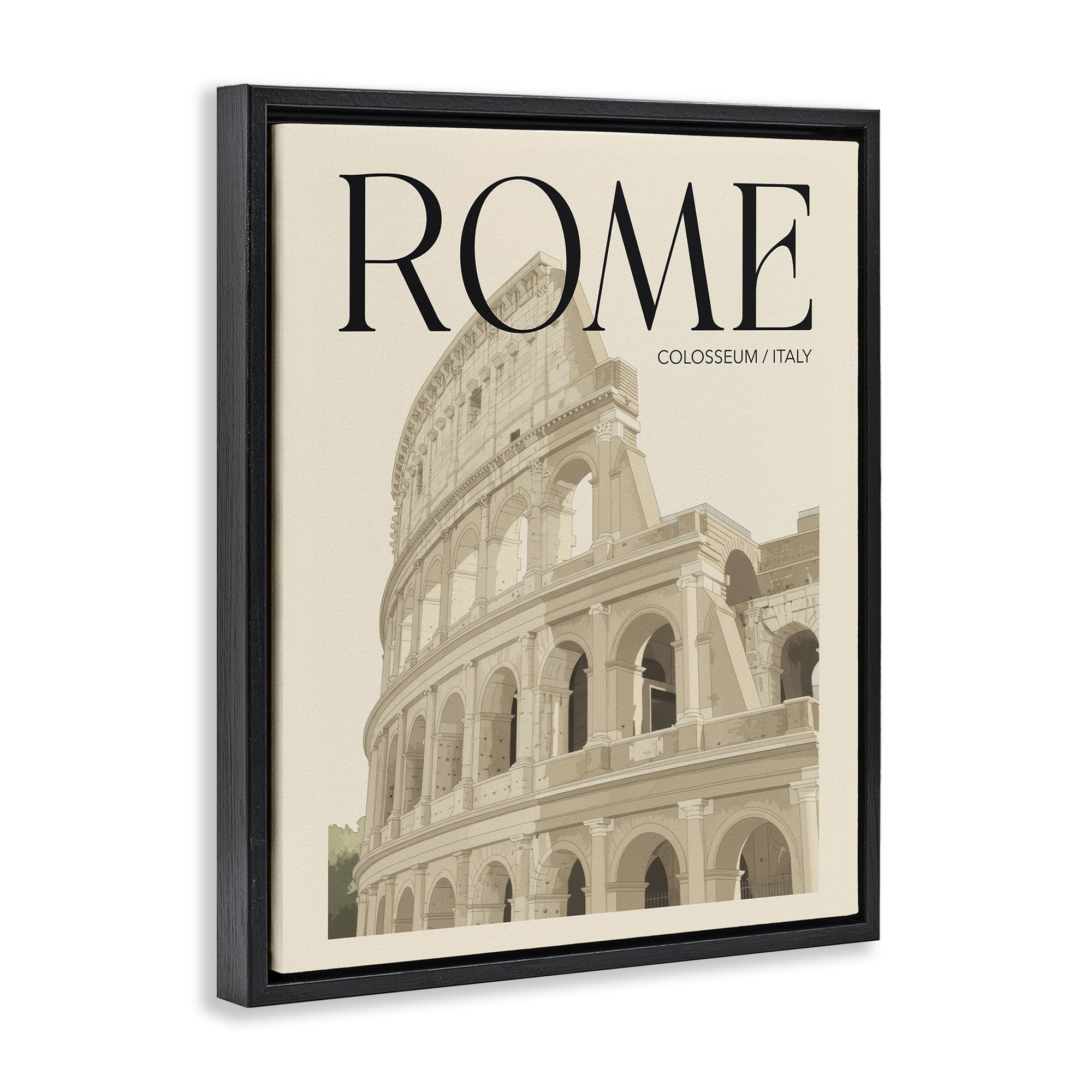Stupell Industries Vintage Rome Colosseum Black Framed Floater Canvas Wall Art, design by Andreas Magnusson