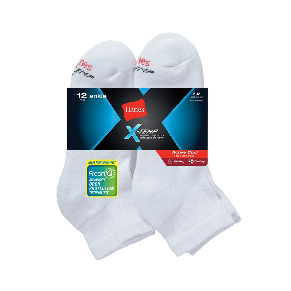 Hanes Men's XTemp Active Cool Ankle Socks Value 24Pack Walmart