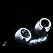 AKKON - For Honda Accord Black Bezel Dual Ring DRL LED Projector Headlights Front Lamps Replacement Pair