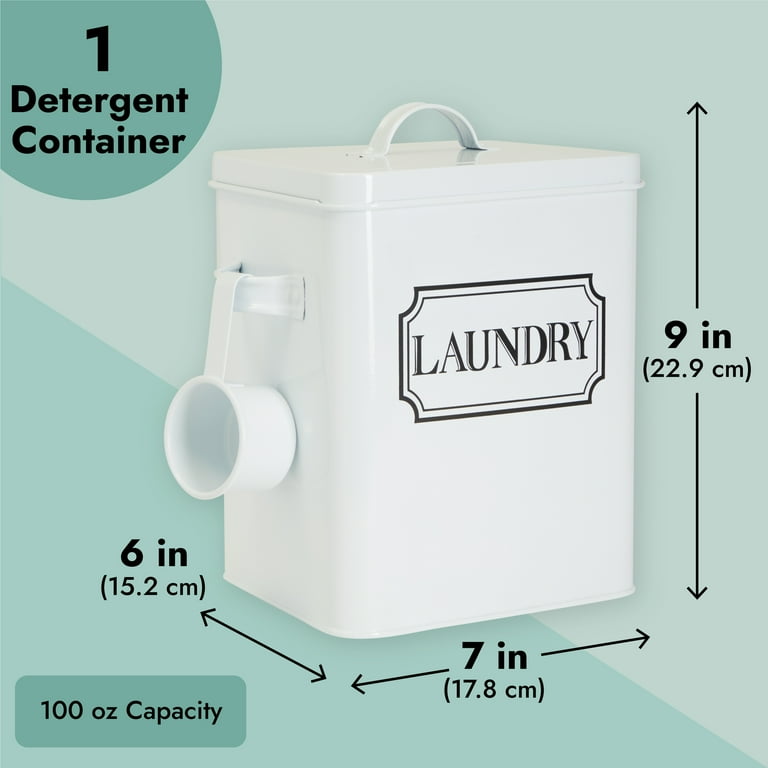 Metal Laundry Powder Container w/ Scoop