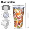 thumbnail image 4 of 16oz Tumblers Fall Pumpkins Leaves Pattern Stainless Steel Vacuum Insulated Double Wall Travel Tumbler Cups Mug with Lid and Straw,Cleaning Brush for Coffee,Tea, 4 of 4