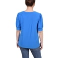 thumbnail image 3 of NY Collection Women's Petite Short Sleeve Balloon Sleeve Top With Hardware, 3 of 4