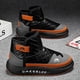 thumbnail image 5 of Zapatillas altas para hombre, botas de nieve de felpa de invierno, moda informal, de cuero con parte superior de plumón, plataforma plana aumentada, zapatos para correr, 5 of 5