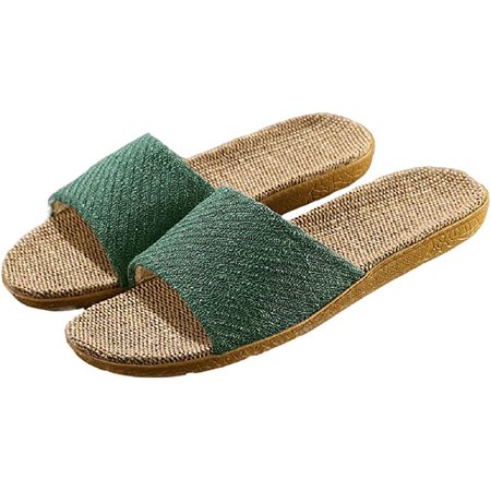 

CoCopeaunt Fashion unisex linen slippers non-slip indoor slippers open toe outdoor beach shoes sandals