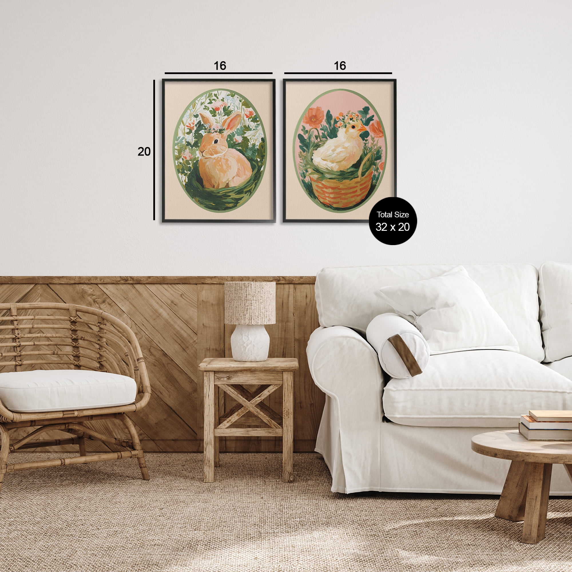 Stupell Industries Bloom Nest Animals 2 Piece Black Framed Giclee Art Set, design by Yen