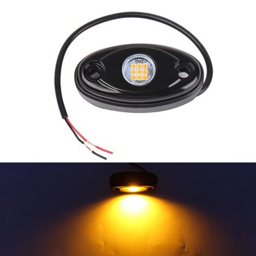 4-Pod Amber LED Rock Lights – Underbody Wheel Lights For Jeep, Truck, UTV – IP68 Waterproof – 12V-24V